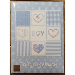 Babyalbum blau mit Herzen Vorderseite