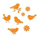 Filzsticker orange mit Vogelmotiv