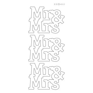 Konturensticker "Mr & Mrs" silber, 6,5 cm