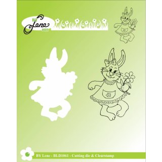 Stempel + Stanze "Rabbit with Flower" By Lene