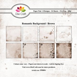 Paper Pad "Romantic Background / Brown" (24 Blatt) 15cm / 6"