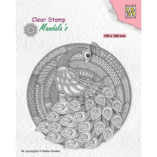 Stempel Mandala mit Pfau