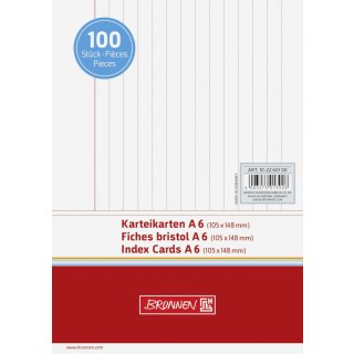 Karteikarte A6 liniert, weiß, 100 Stück