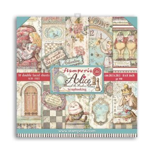 Scrapbookingpapier Set "Alice Through the Looking Glass" 8 x 8" Stamperia (10 Blatt)