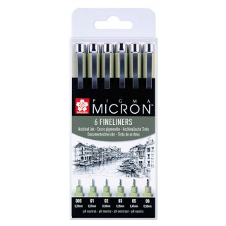 SAKURA Fineliner PIGMA MICRON Set, 6er Etui, schwarz