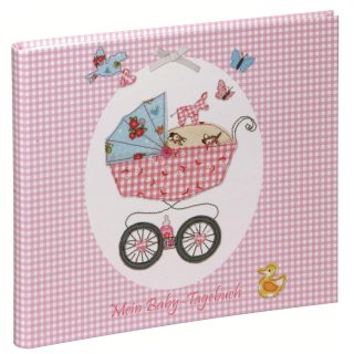 Babyalbum rosa mit Kinderwagen