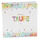 Fotoalbum creme Rand und Schrift Taufe bunt mit Blumen