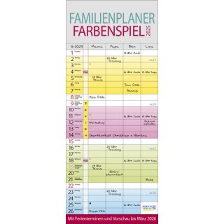 Familienkalender Farbenspiel 2025 Deckblatt