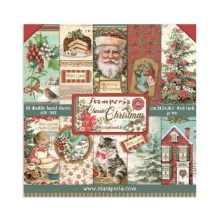 Scrapbookingpapier Set 20 x 20 cm mit klassischen Weihnachtsmotiven Deckblatt