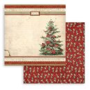 Scrapbookingpapier 20 x 20 cm mit klassischen Weihnachtsmotiven beige rot