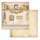 Scrapbookingpapier 20 x 20 cm Küchenregal mit Kürbissen und eingekochtem Gemüse